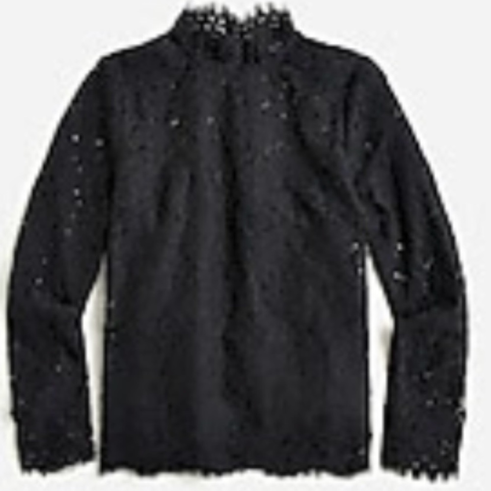 J. Crew Black Lace Mockneck
